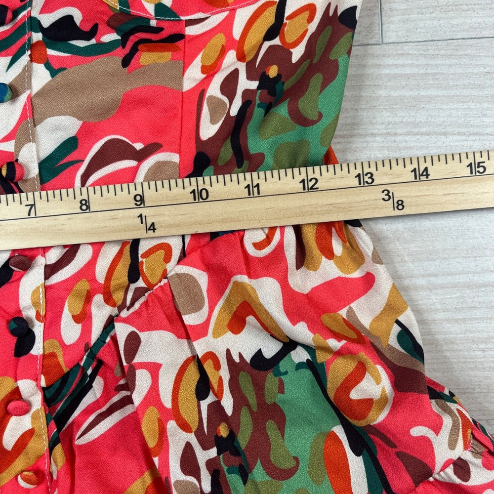 Commense Abstract Print Ruffle Strap Romper Multi Color XS NWT - Picture 8 of 10